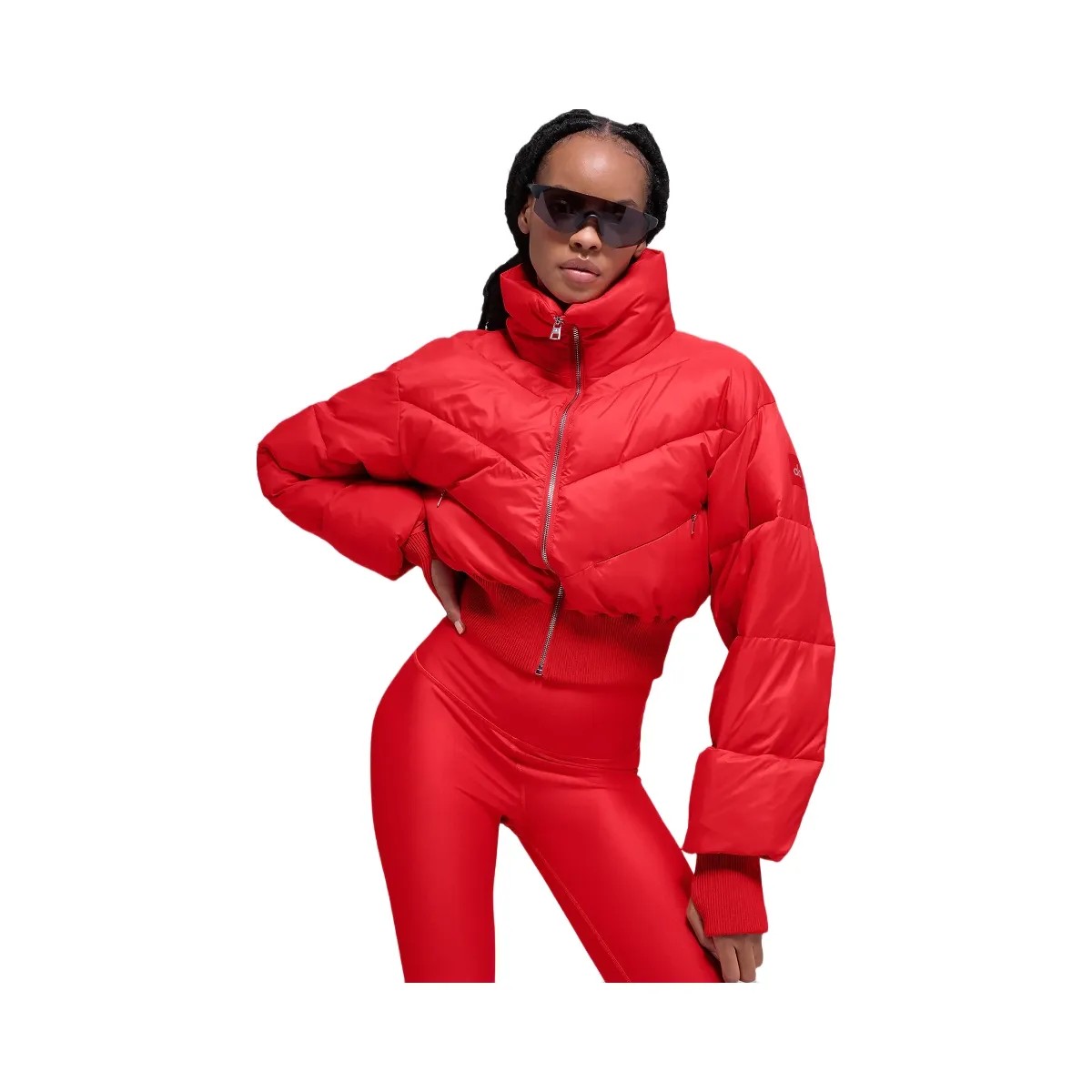 Alo Women's Cropped Atmosphere Puffer - Bright Red - HypeFly India View 1