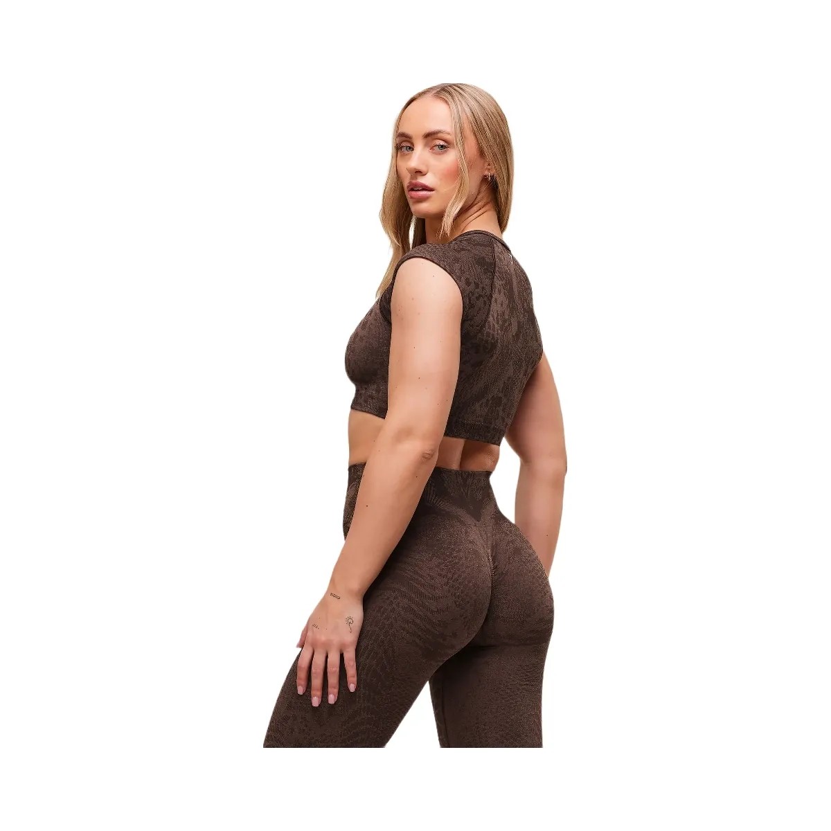 Gymshark Adapt Animal X Whitney Seamless Crop Top - Brown - HypeFly India View 3