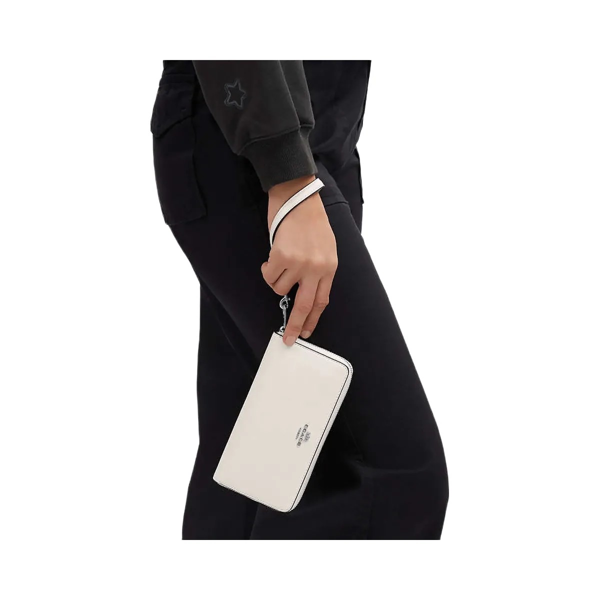 Coach Long Zip Around Wallet Calf Leather-Silver-Chalk - HypeFly India View 2