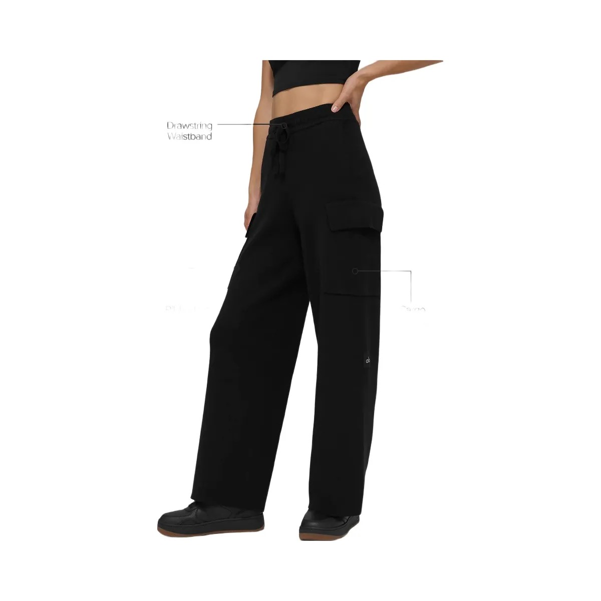 Alo Women's Scholar Knit High-Waist Cargo Pant - Black - HypeFly India View 2