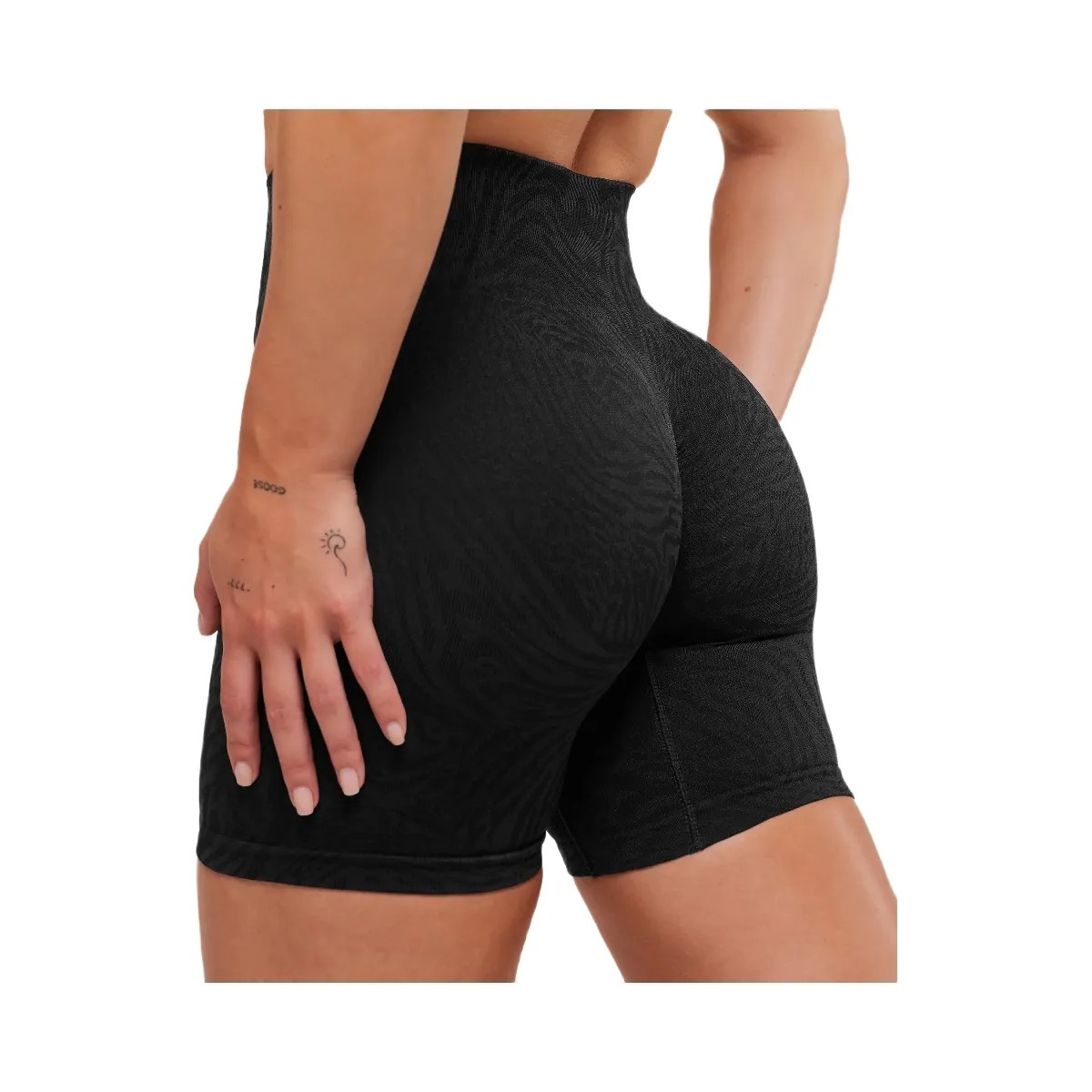 Gymshark Adapt Animal Seamless Shorts - Black/Asphalt Grey - HypeFly India View 5