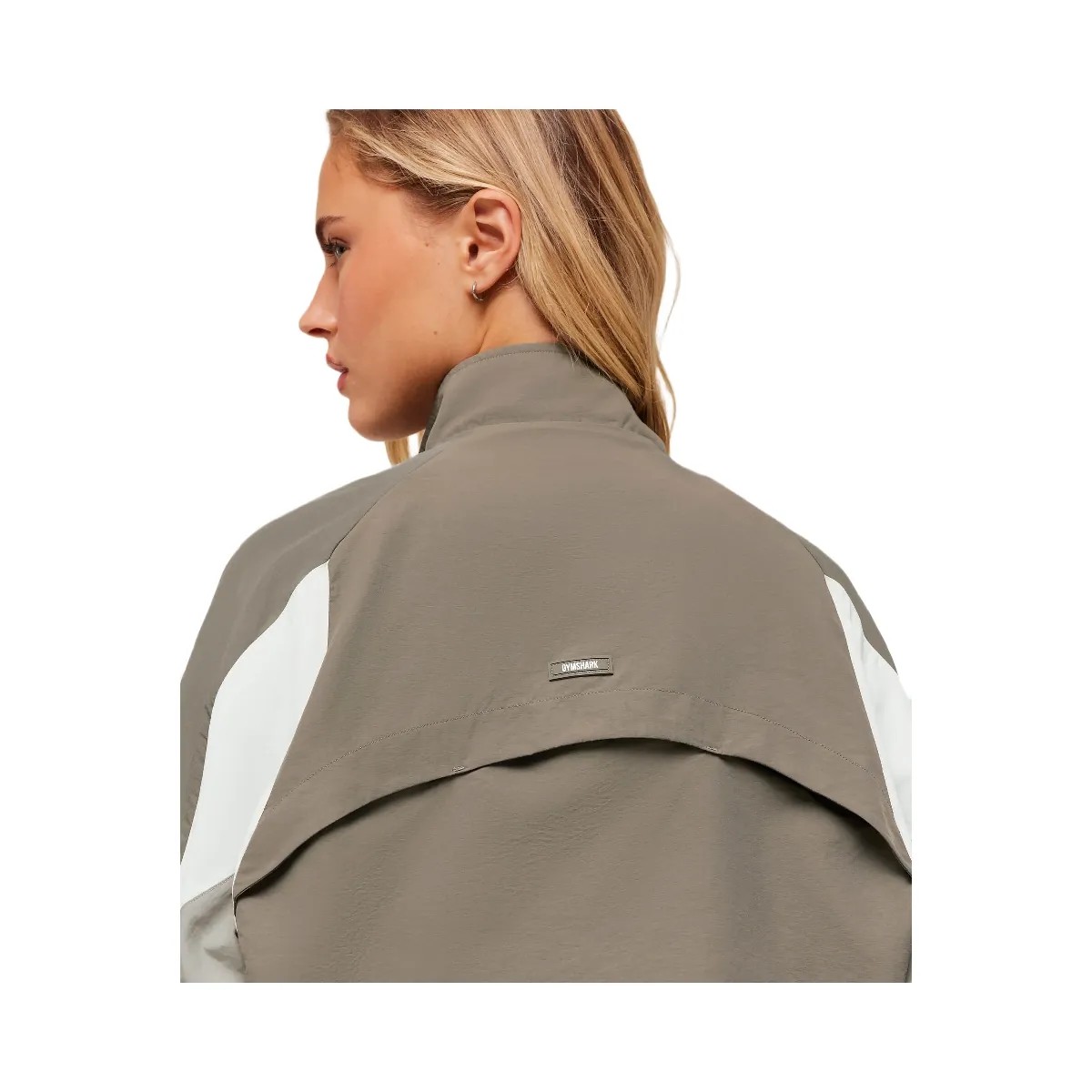 Gymshark Contrast Woven Jacket - Camo Brown/Linen Brown/Oat White - HypeFly India View 4