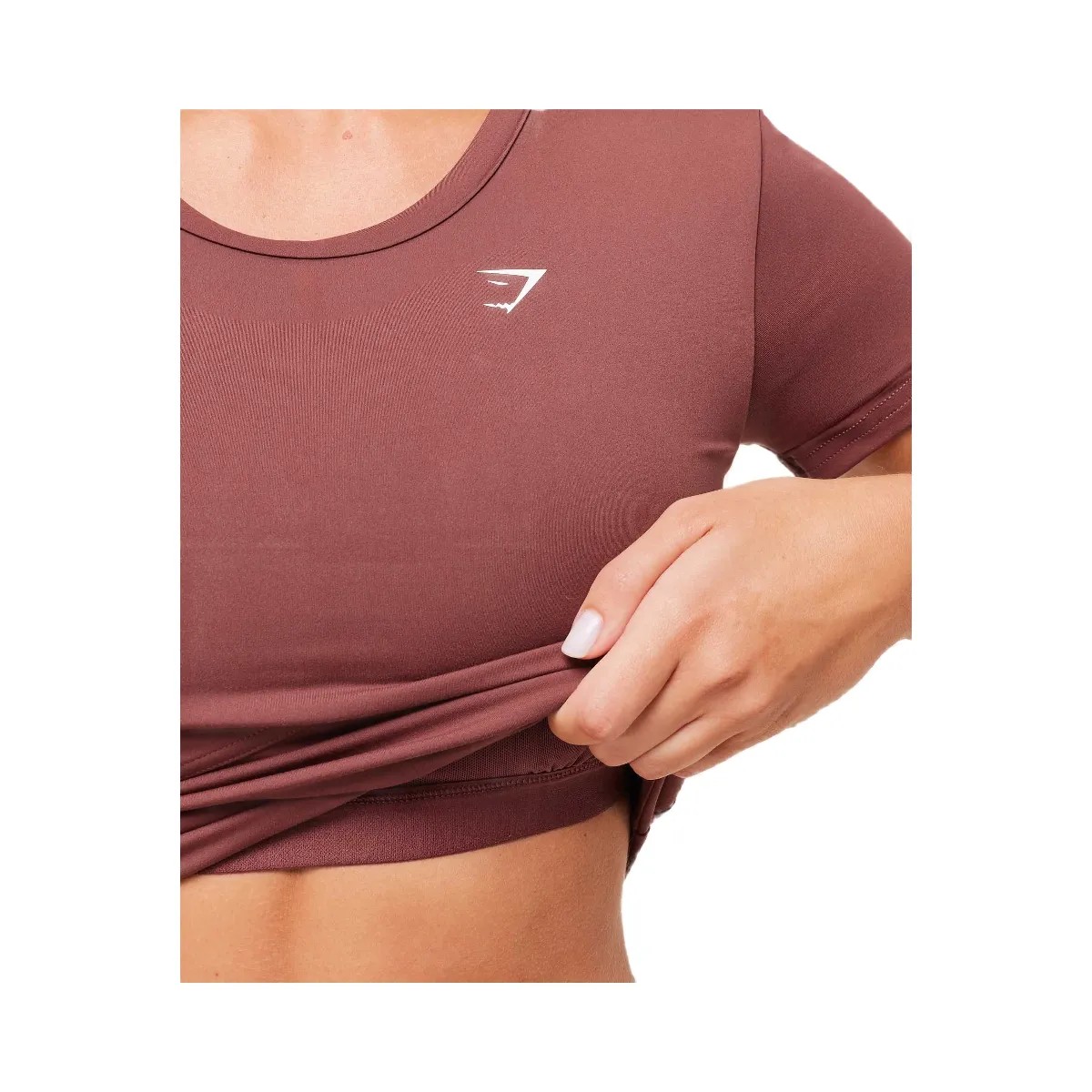 Gymshark Crossover Midi Top with Shelf - Burgundy Brown - HypeFly India View 2