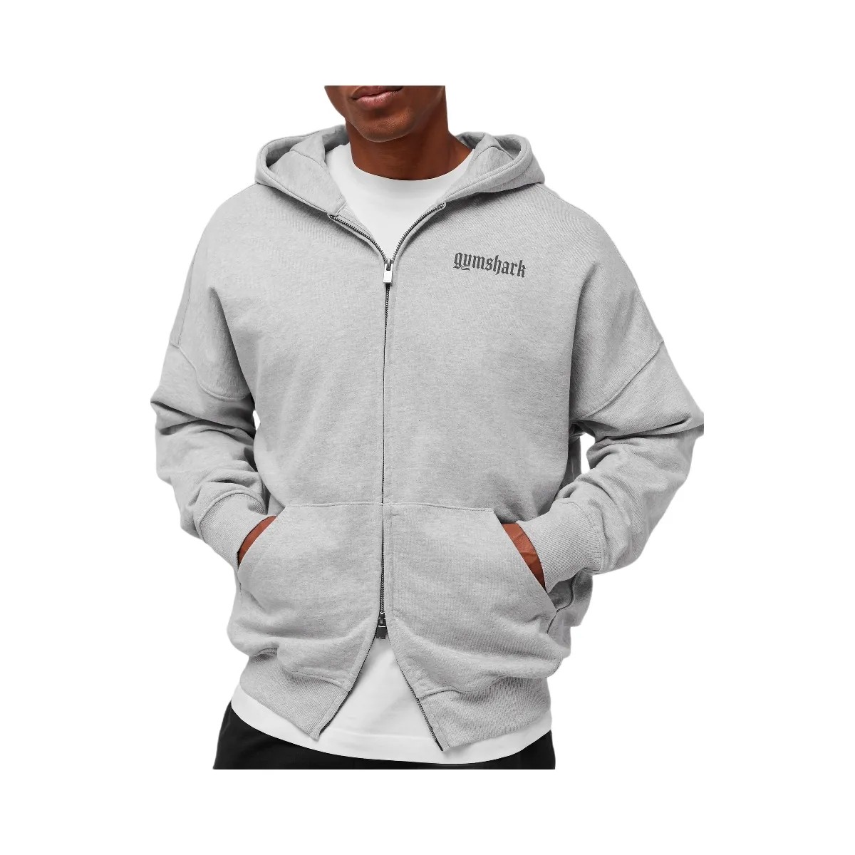 Gymshark Olde English Zip Up Hoodie - Soft Grey Marl - HypeFly India View 6