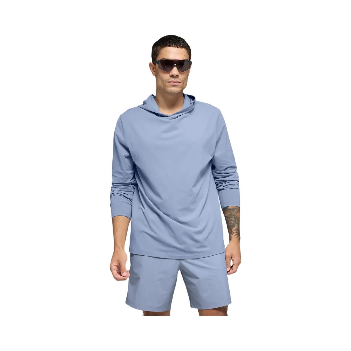 Alo Men's Conquer Reform Long Sleeve With Hood - Winter Frost - HypeFly India View 1