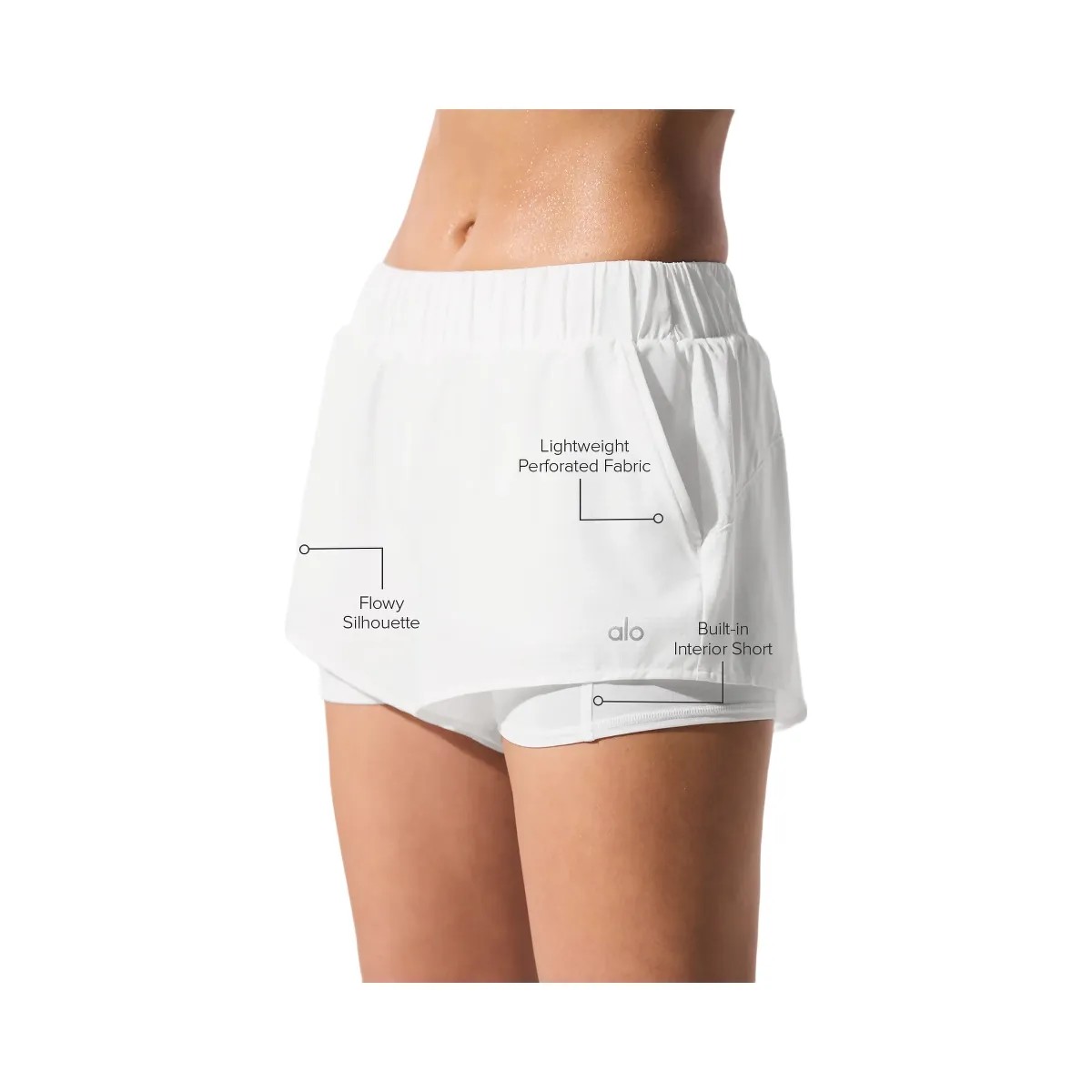 Alo Women's Sport Star Short - White - HypeFly India View 2