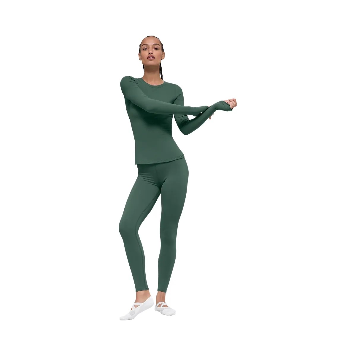 Alo Women's Airbrush Winter Warm High-Waist Nocturne Legging - Clover Green - HypeFly India View 5