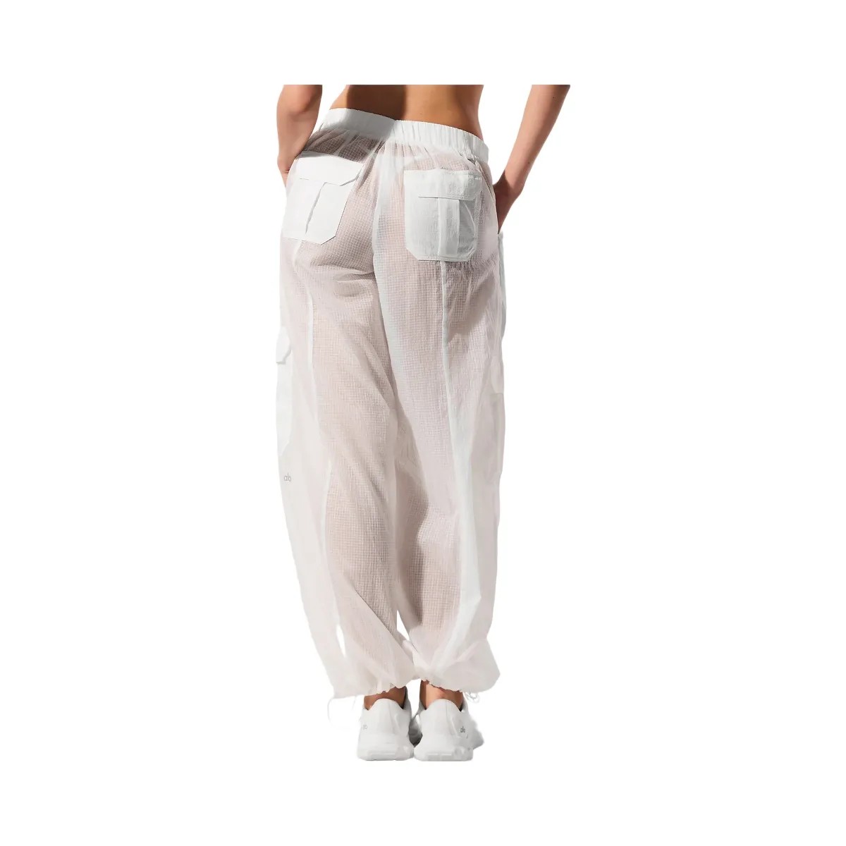 Alo Women's Sheer Game Time Wide Leg Jogger - White - HypeFly India View 3
