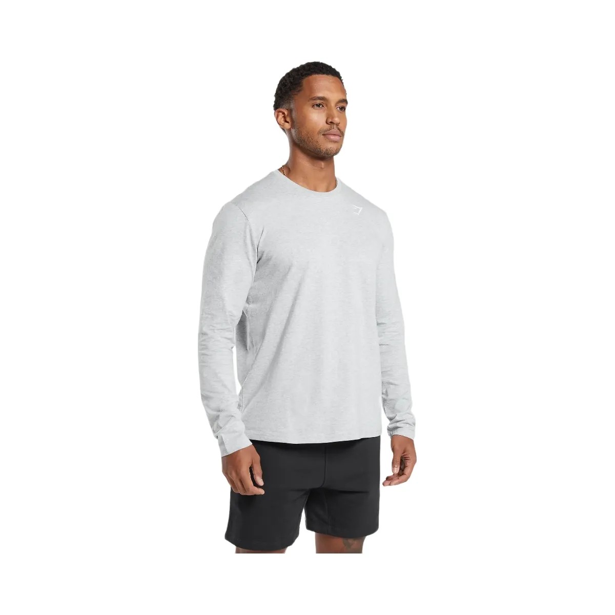 Gymshark Crest Long Sleeve T-Shirt - Light Grey Marl - HypeFly India View 3