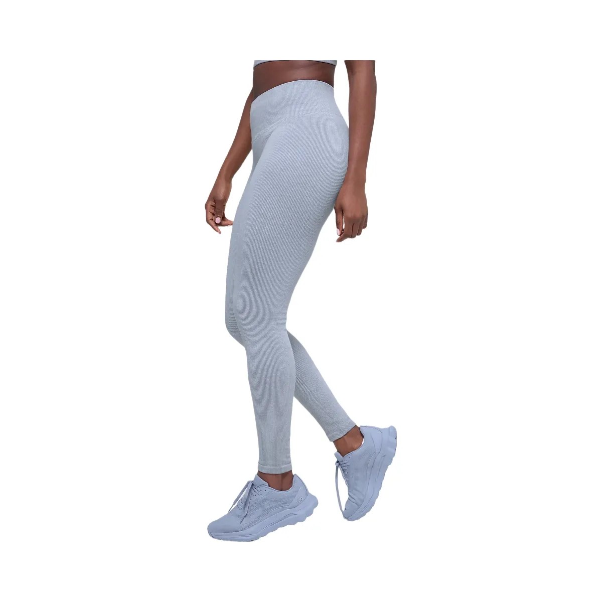 Alo Women's Seamless High-Waist Two Tone Rib Legging - Winter Frost Heather - HypeFly India View 4