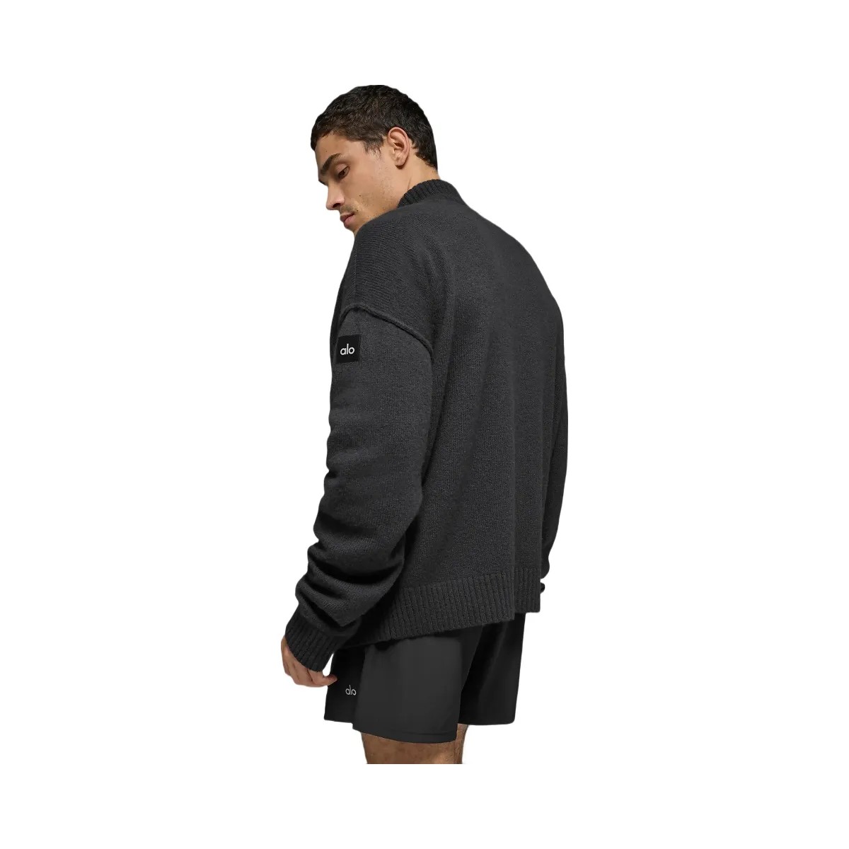 Alo Men's Wool Cashmere New Class 1/4 Zip Pullover - Black - HypeFly India View 4