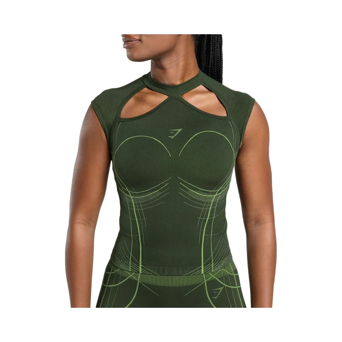 Gymshark Apex Seamless Midi T-Shirt - Trail Green/Energy Gelato Green - HypeFly India View 5