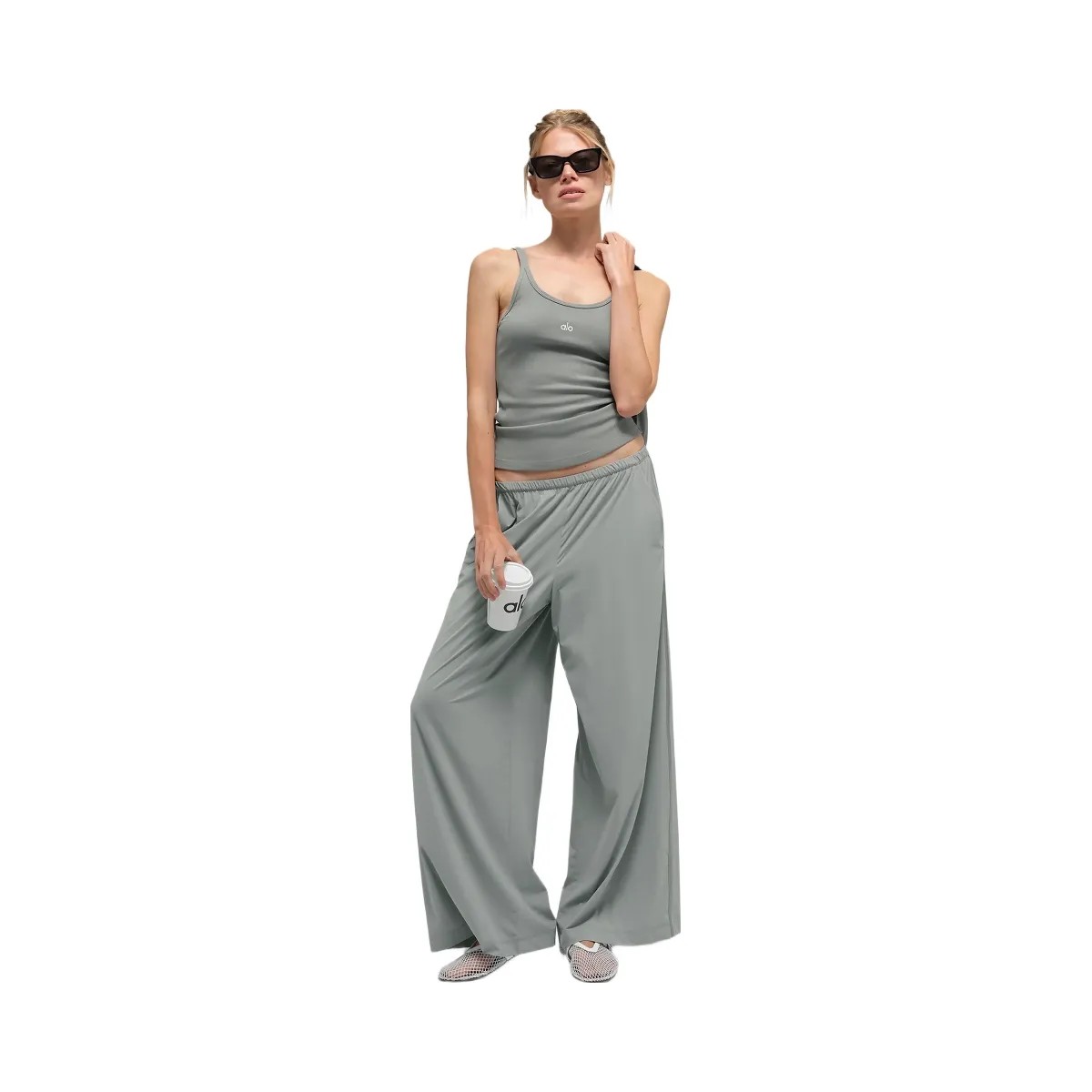 Alo Women's Breezy Wide Leg Pant (Regular) - Lunar Grey - HypeFly India View 1