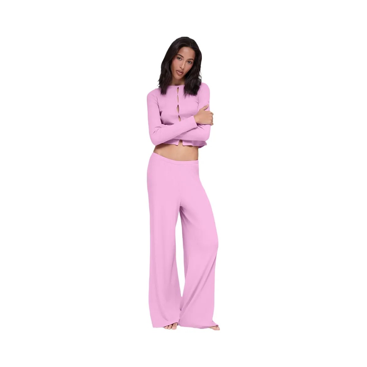 Alo Women's Mid-Rise Dreamlight Straight Pant - Candy Heart Pink - HypeFly India View 4