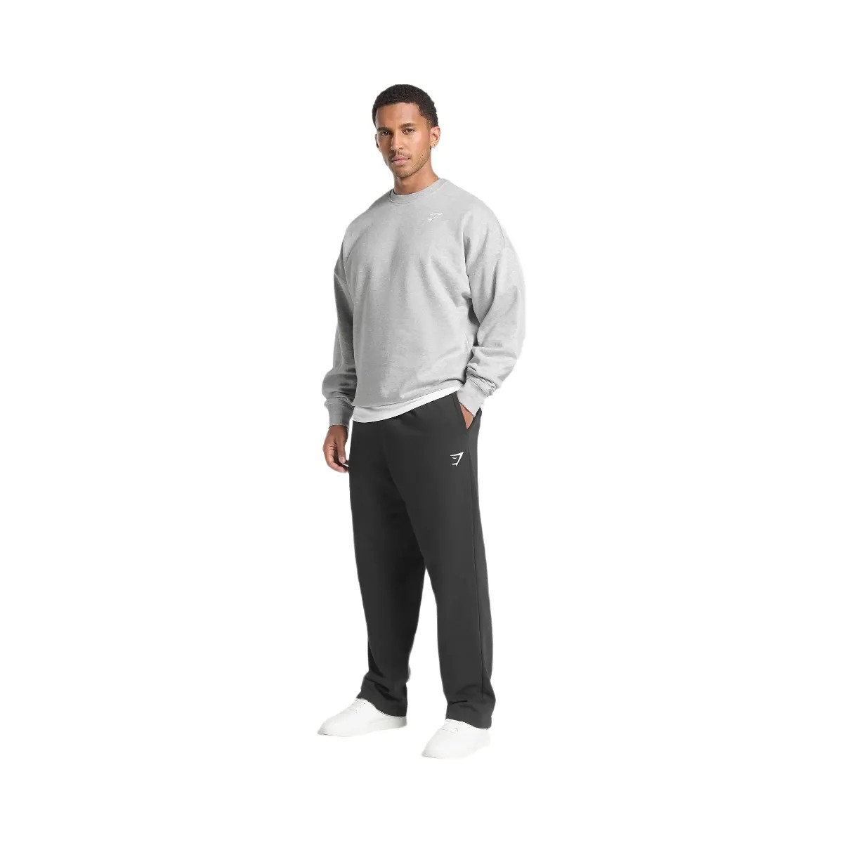 Gymshark Oversized Crest Crew - Light Grey Core Marl - HypeFly India View 3