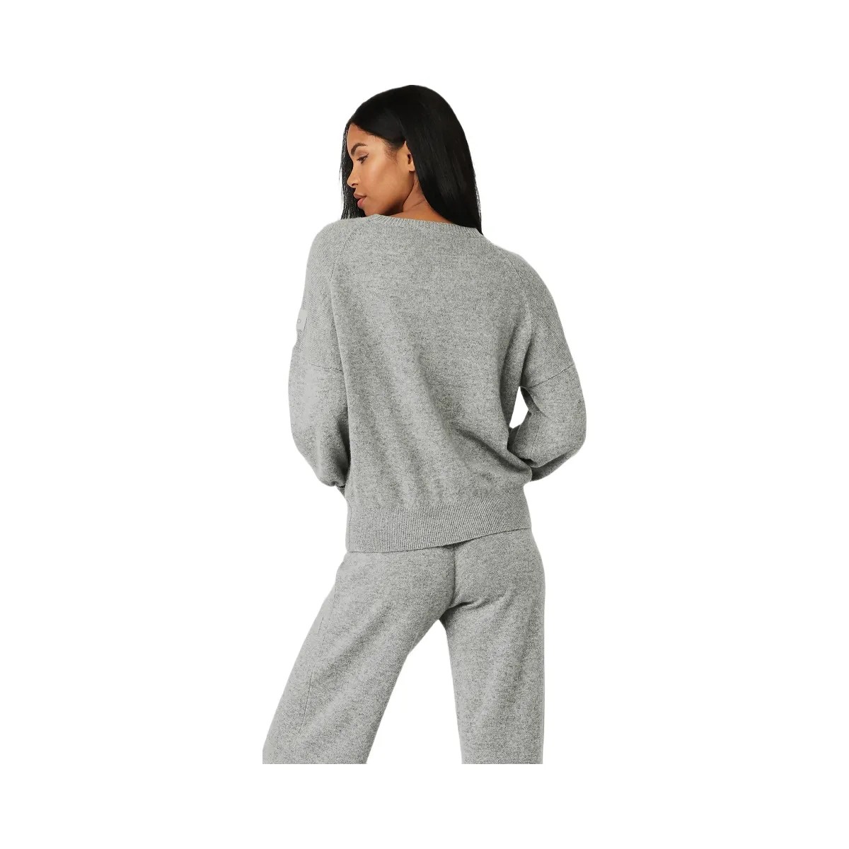 Alo Women's Cashmere Jet Set Crew - Dove Grey Heather - HypeFly India View 3