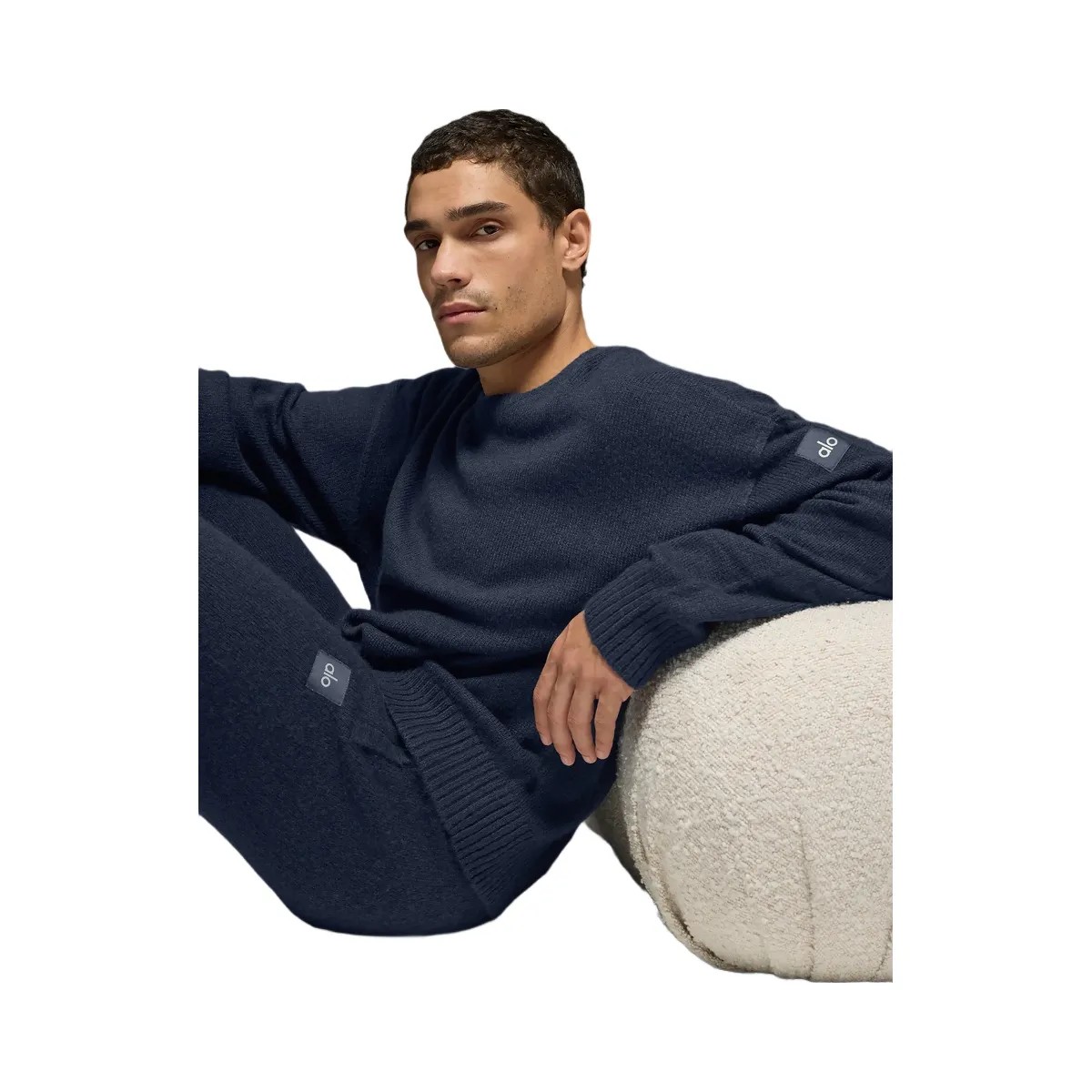 Alo Men's Unisex Wool Cashmere New Class Crewneck Sweater - Navy - HypeFly India View 3