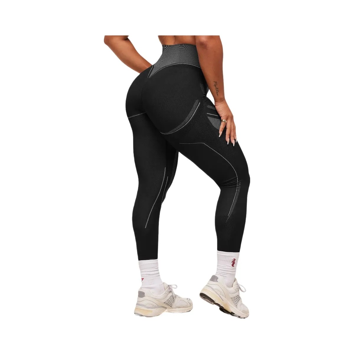 Gymshark x Analis Seamless Leggings - Black/Silver Grey - HypeFly India View 2