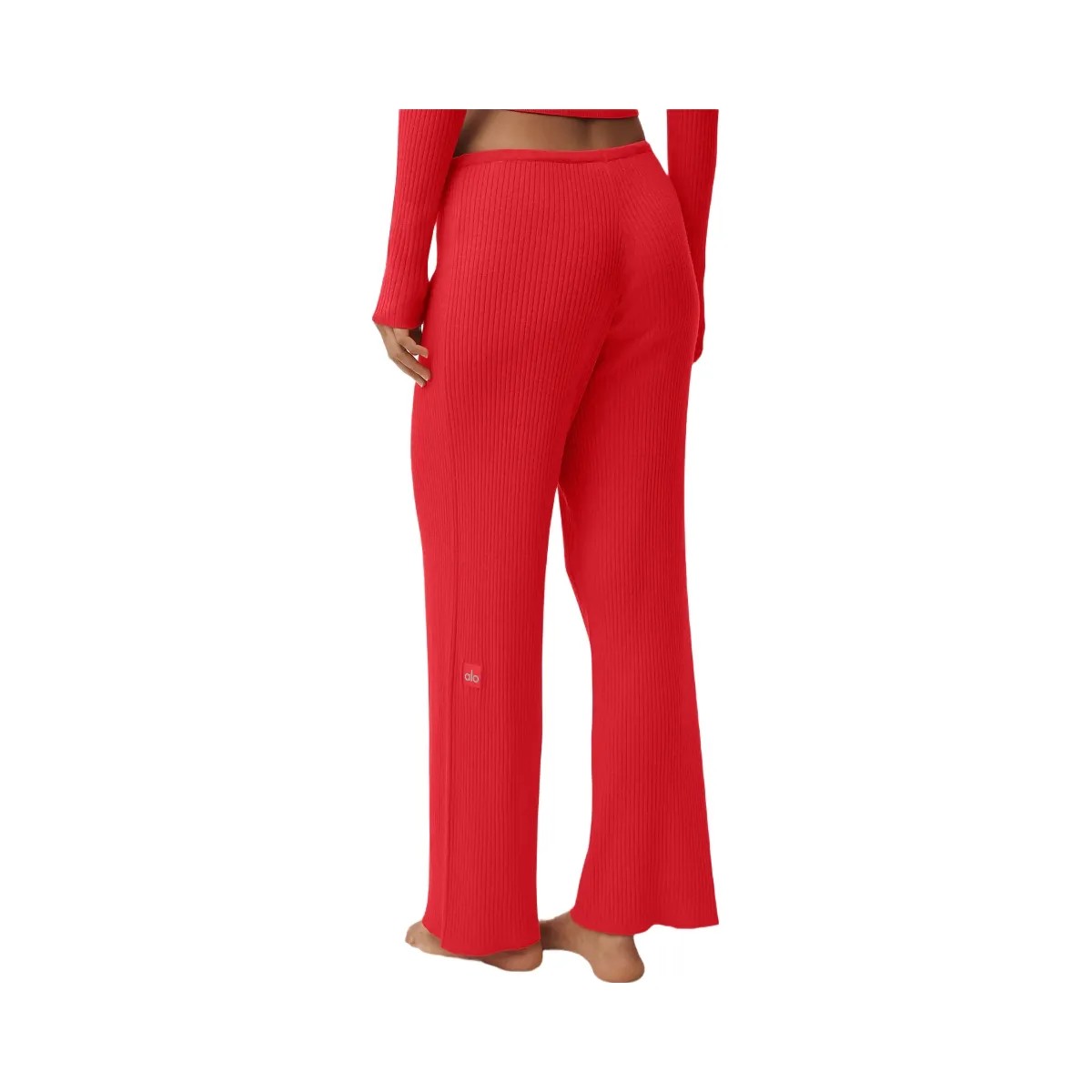 Alo Women's Sweater Knit Mid-Rise Unwind Wide Leg Pant - Bright Red - HypeFly India View 1