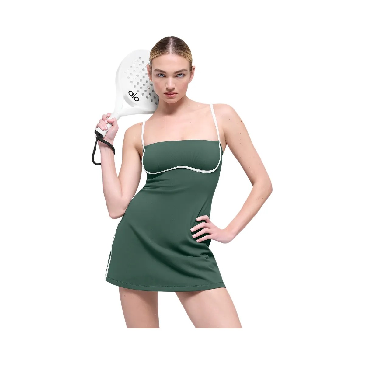 Alo Women's Airbrush Streamlined Dress - Clover Green/White - HypeFly India View 1