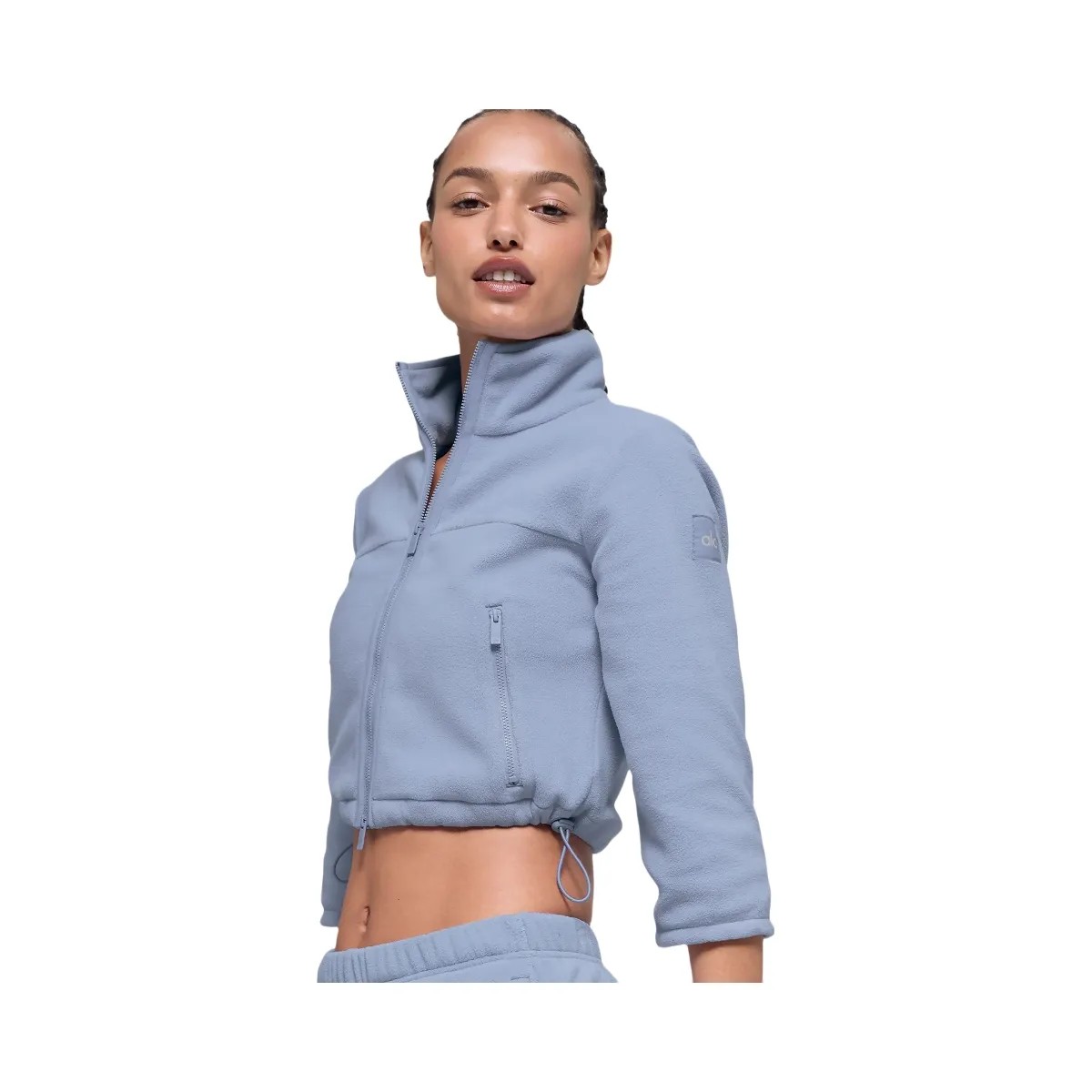 Alo Women's Polar Fleece Retreat Cropped Jacket - Winter Frost - HypeFly India View 4