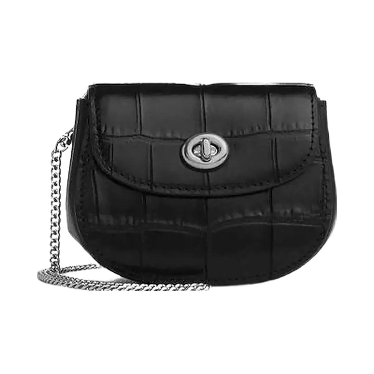 Coach Turnlock Card Case Novelty Leather-Silver-Black - HypeFly India View 1