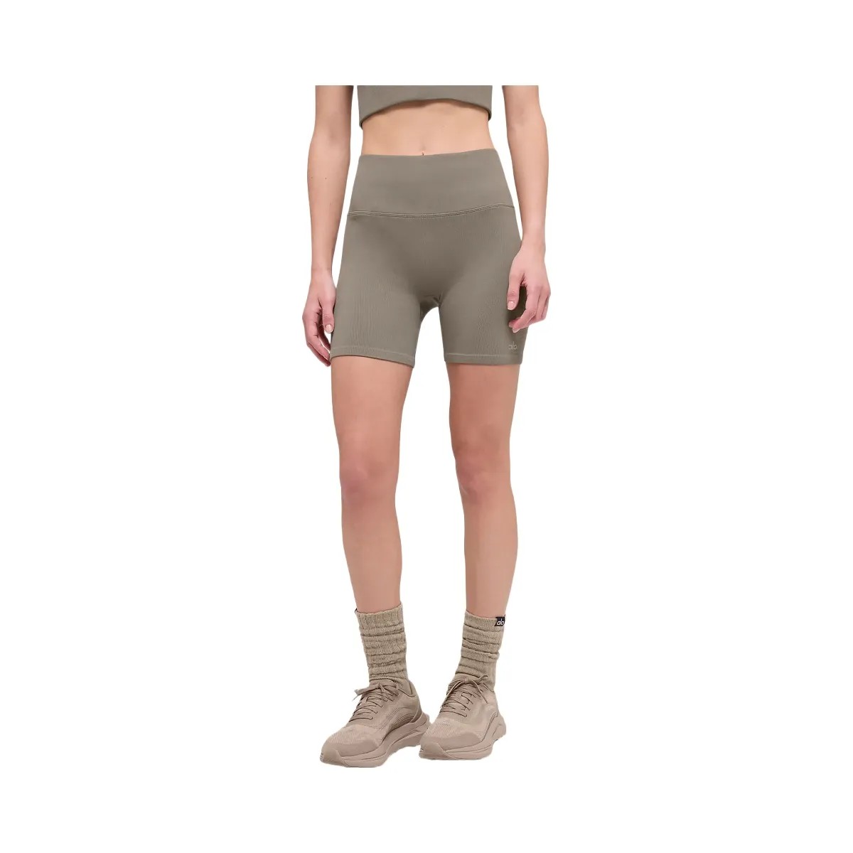 Alo Women's 5" Seamless Ribbed Favorite Short - Light Cocoa - HypeFly India View 1