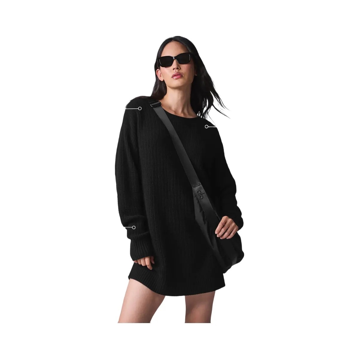 Alo Women's Cashmere Plush Waffle Dress - Black - HypeFly India View 1