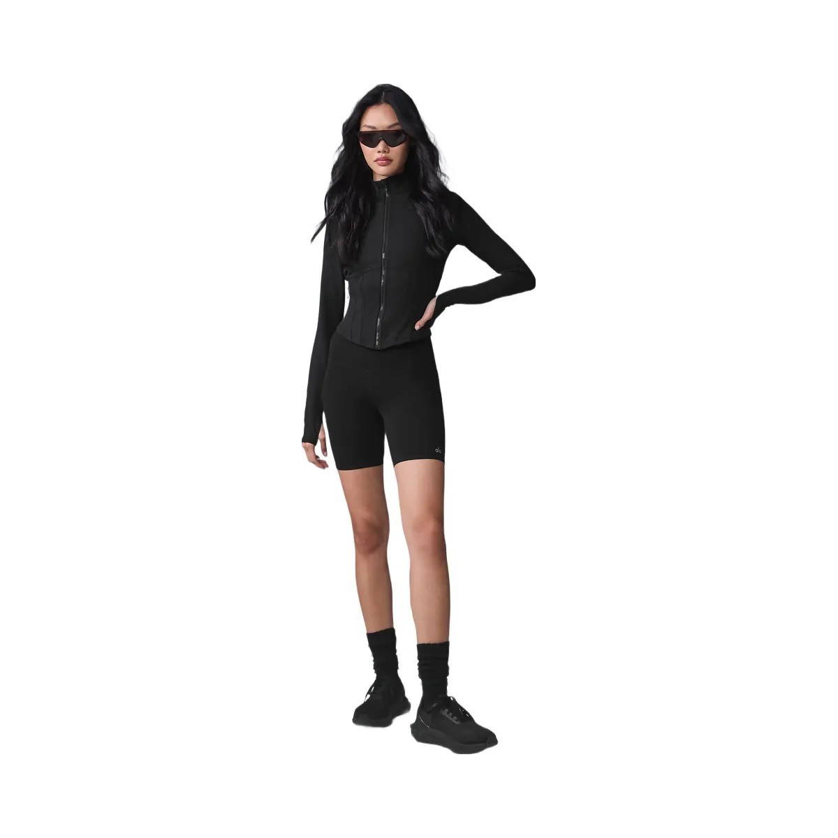 Alo Women's Airbrush Corset Full Zip Jacket - Black - HypeFly India View 4