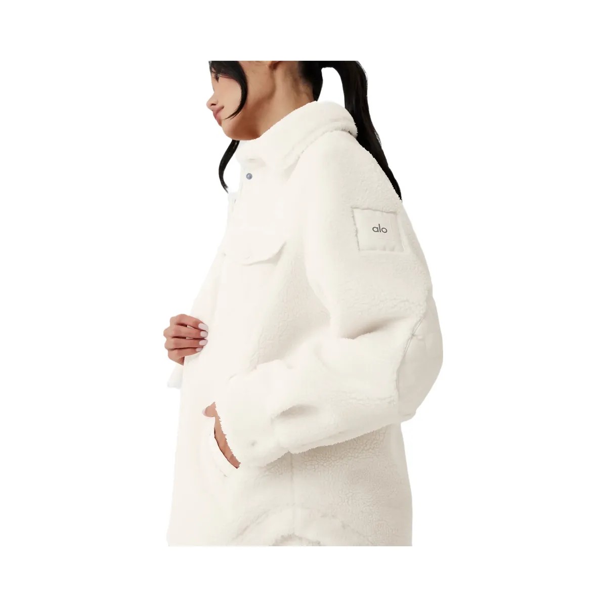 Alo Women's Sherpa Edge Shacket - Ivory - HypeFly India View 4
