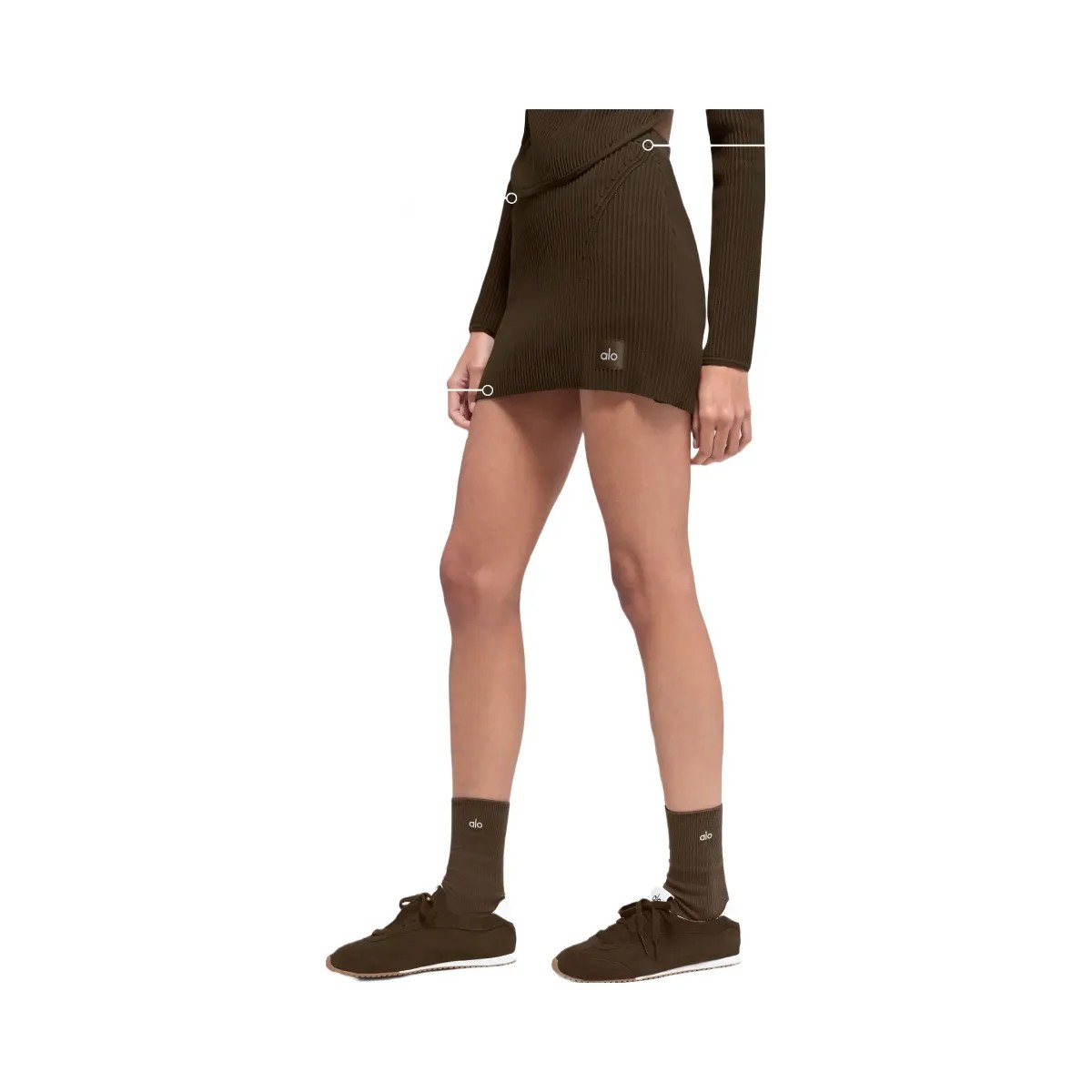 Alo Women's Denim Knit High-Waist Skirt - Espresso/Black - HypeFly India View 2