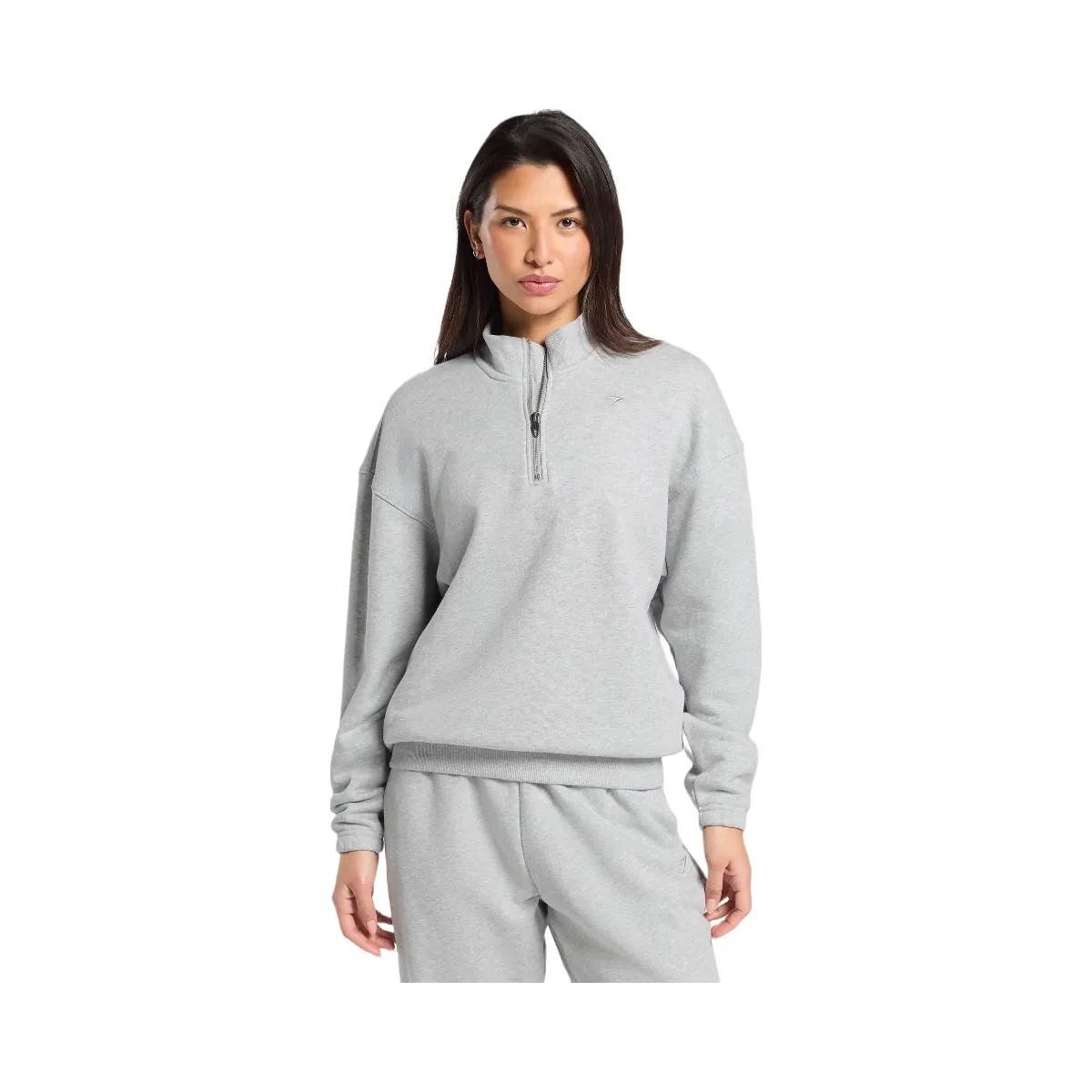 Gymshark Rest Day Sweats 2.0 1/4 Zip Pullover - Light Grey Core Marl - HypeFly India View 6