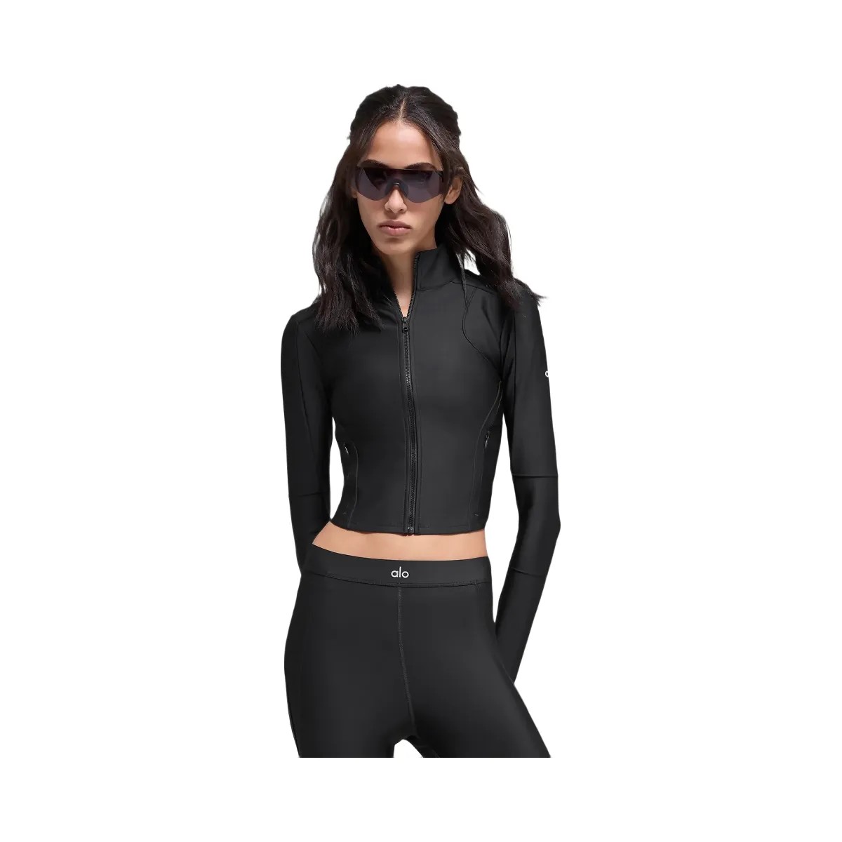 Alo Women's Airlift Ignite Zip Up Jacket - Black - HypeFly India View 1