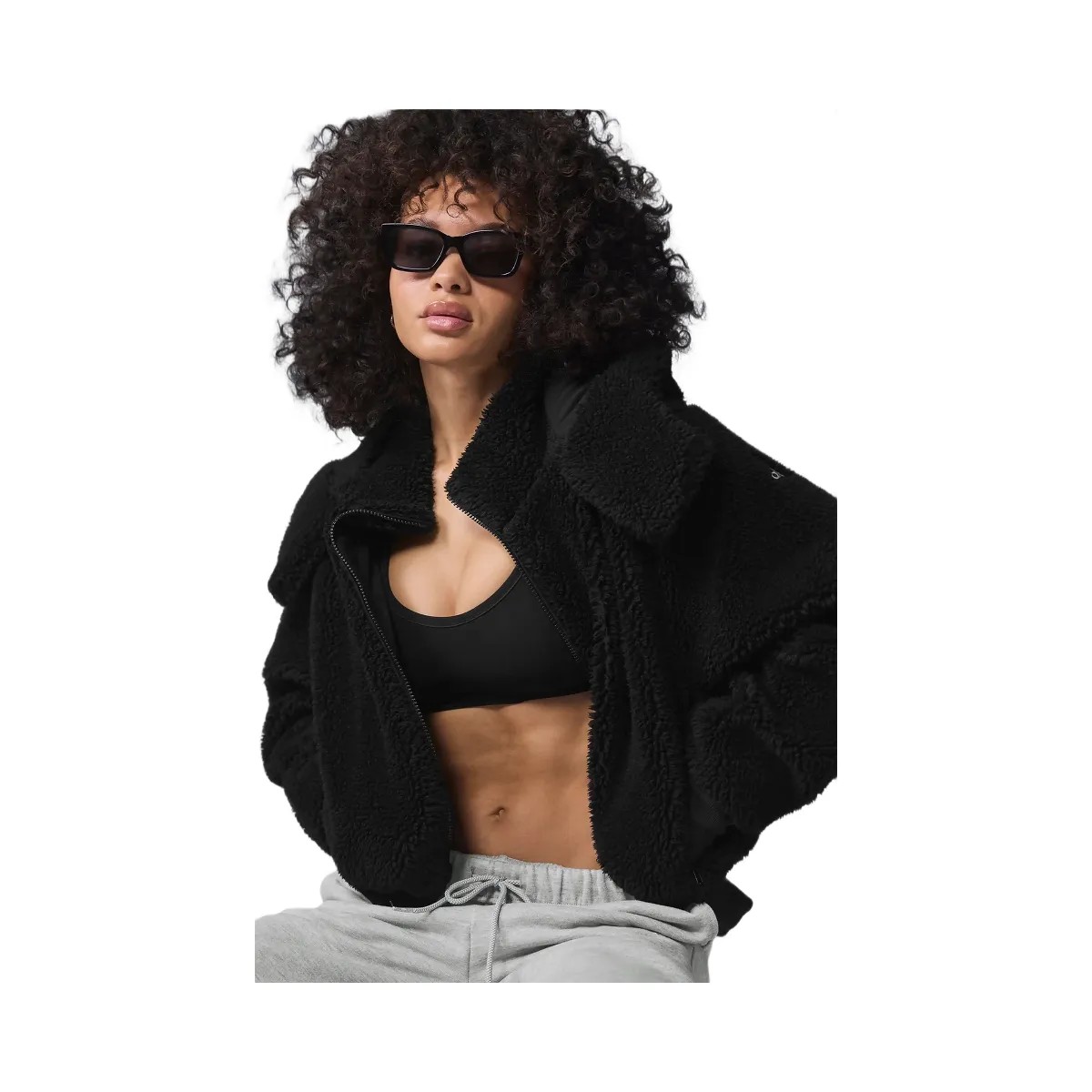 Alo Women's Foxy Sherpa Jacket - Black - HypeFly India View 3