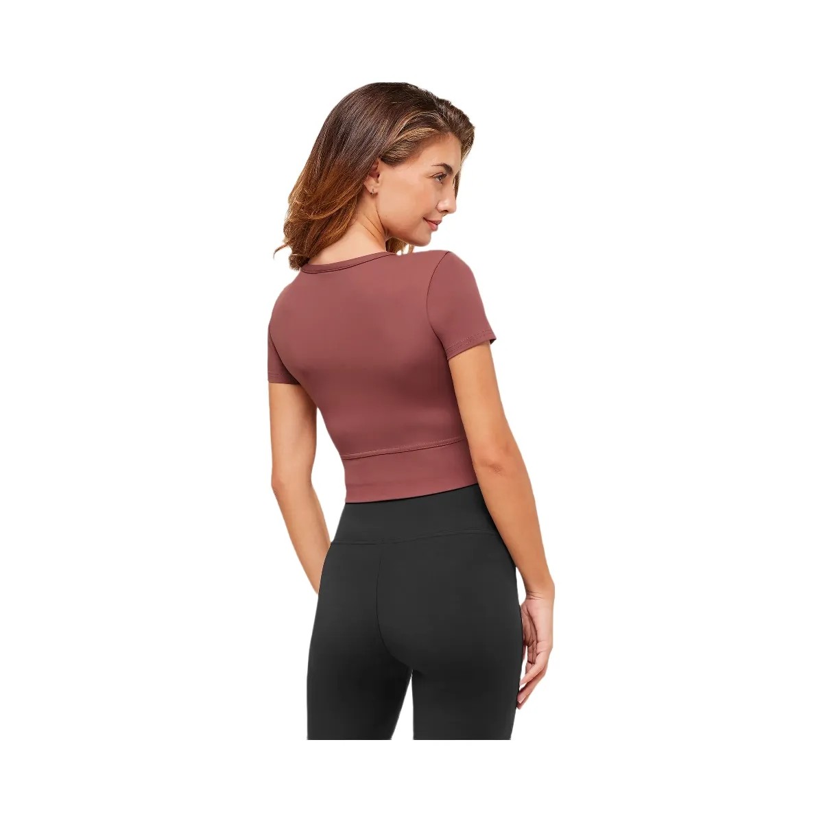 Gymshark Crossover Midi Top with Shelf - Burgundy Brown - HypeFly India View 4