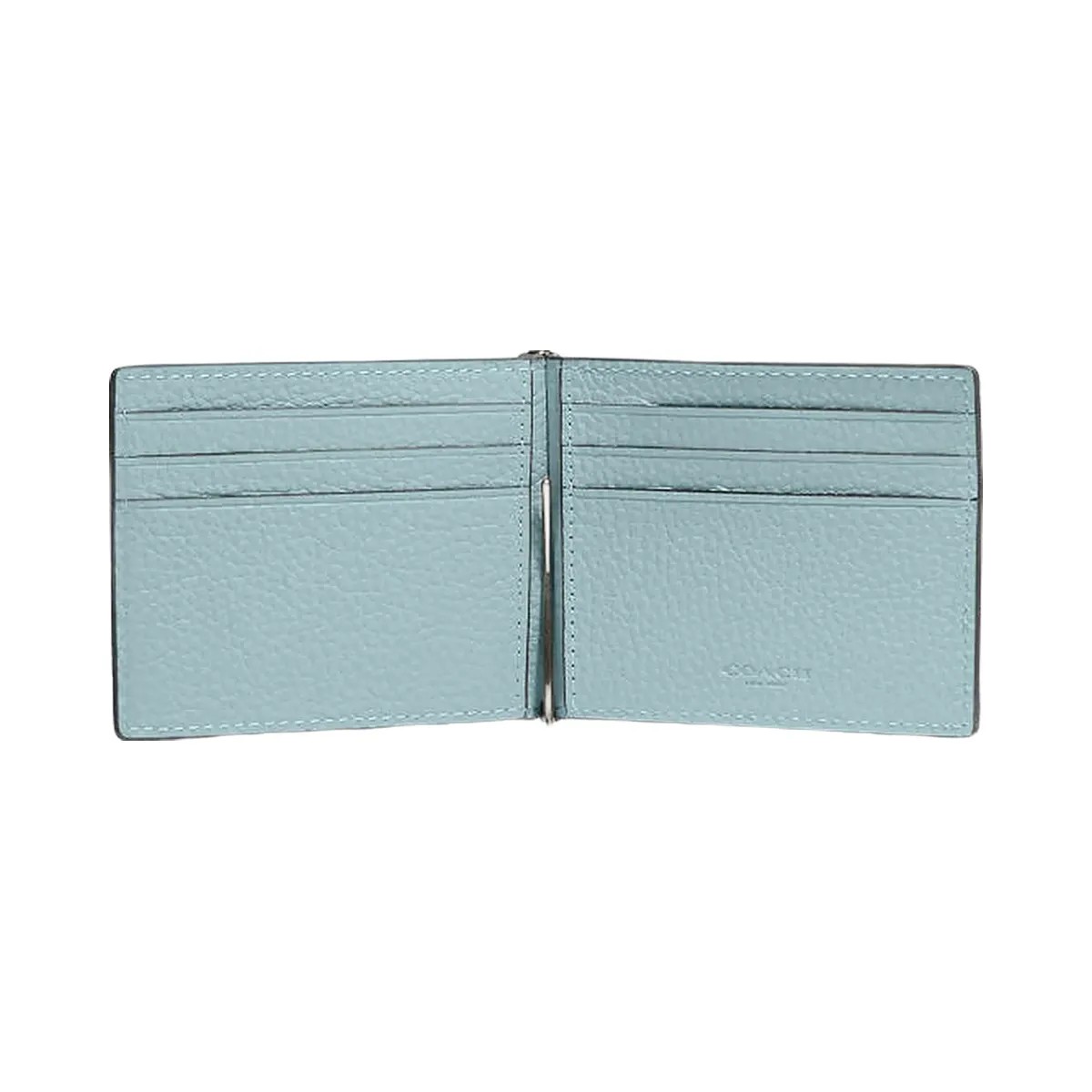 Coach Slim Money Clip Billfold Wallet Pebbled Leather-Qb-Light Blue - HypeFly India View 1