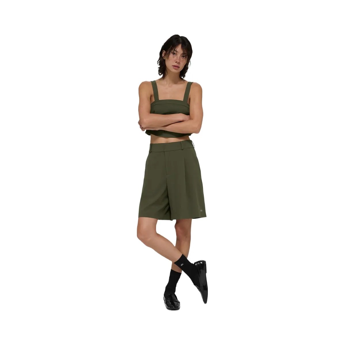 Alo Women's High-Waist Dreamscape Short - Green Olive - HypeFly India View 3