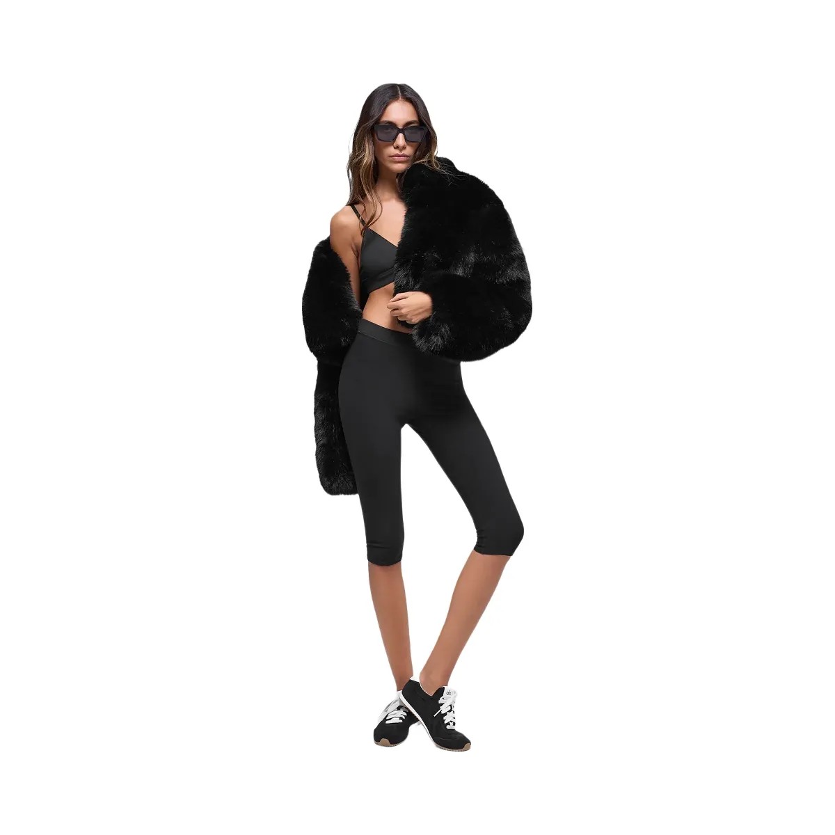 Alo Women's Opulent Faux Fur Cropped Jacket - Black - HypeFly India View 5