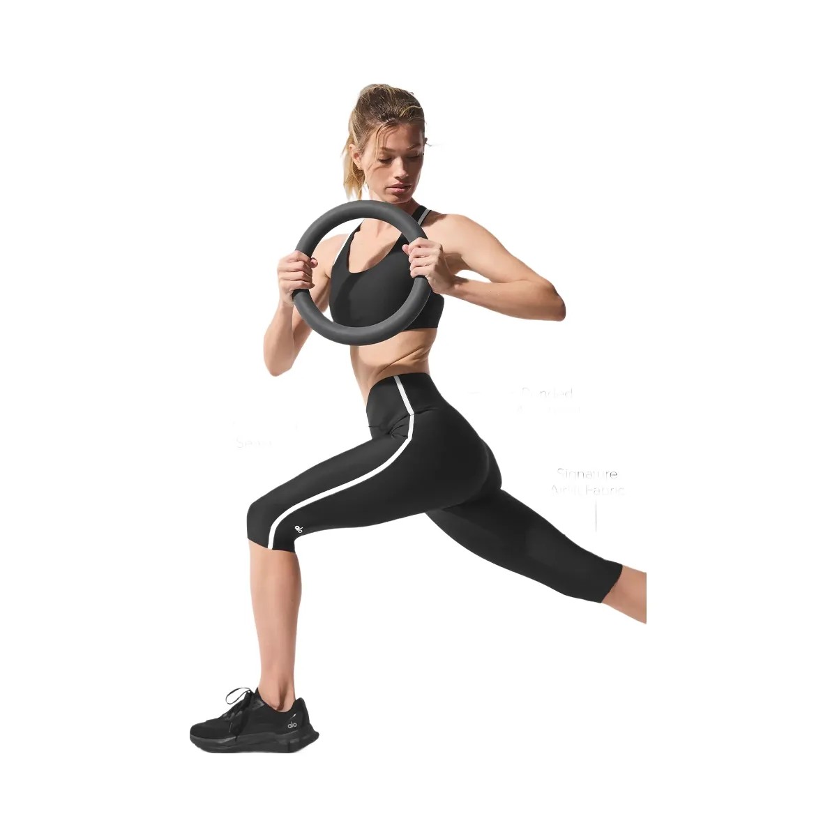 Alo Women's Airlift High-Waist Super Sleek Contrast Capri - Black/White - HypeFly India View 2