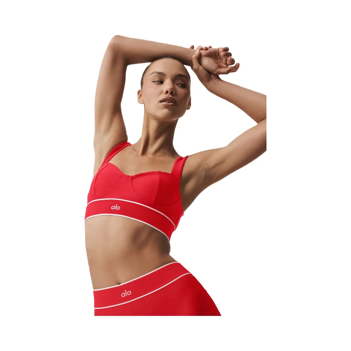 Alo Women's Airlift Alignment Bra - Bright Red/White - HypeFly India View 4
