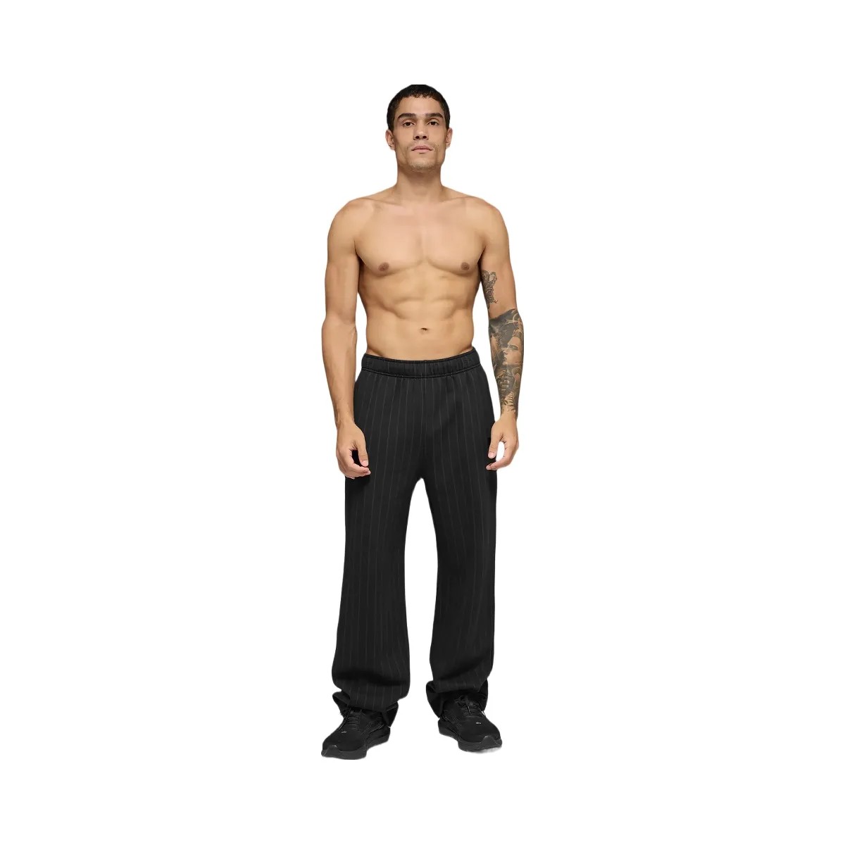 Alo Men's Pinstripe Straight Leg Sweatpant - Black Pinstripe - HypeFly India View 1