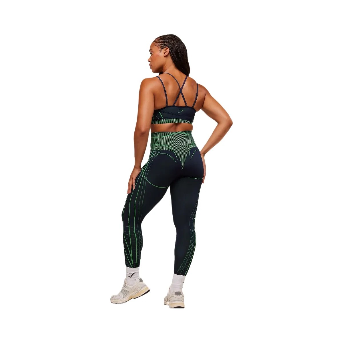 Gymshark Apex Seamless Leggings - Heavy Blue/Active Green - HypeFly India View 4