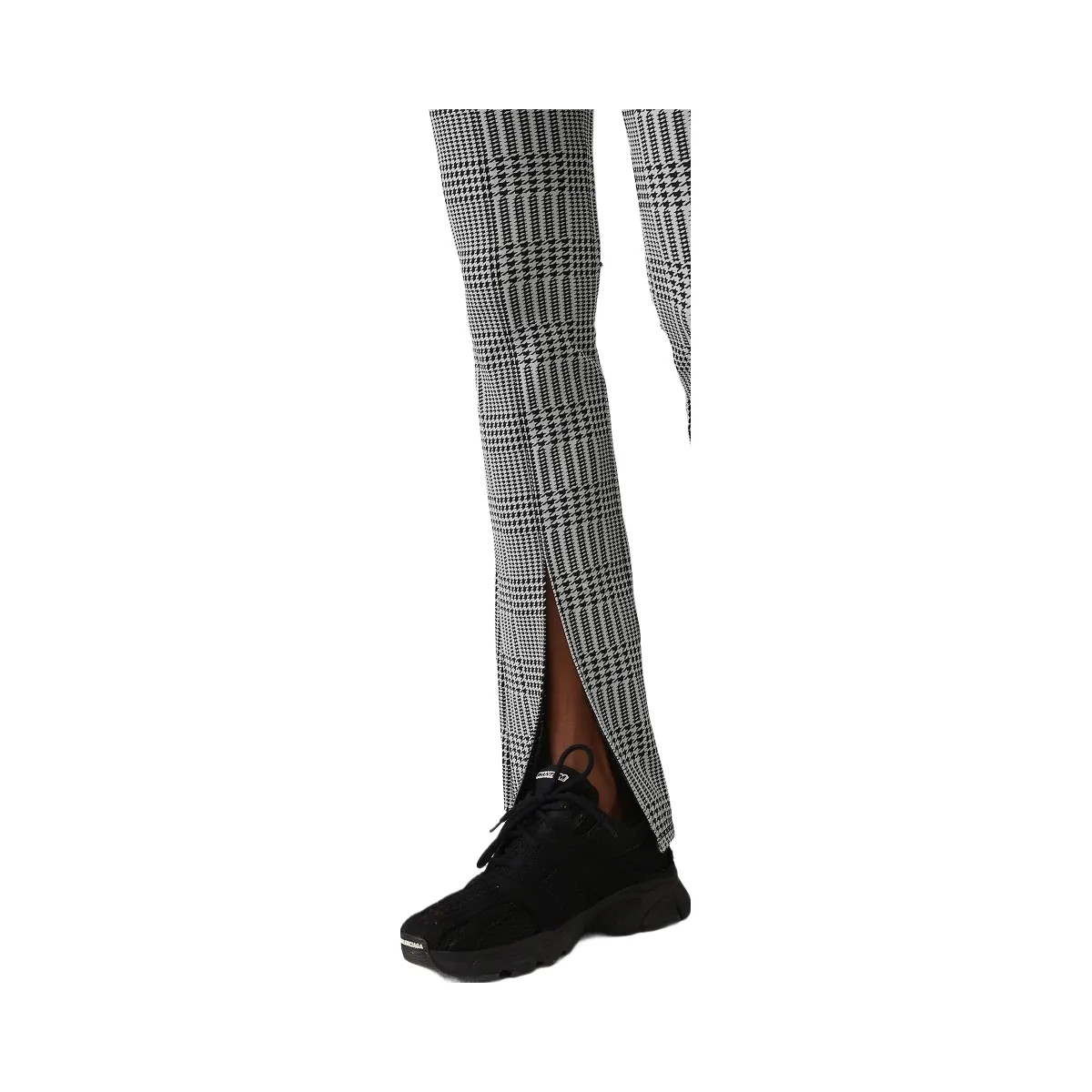 Alo Women's Jacquard High-Waist Glenplaid Flutter Legging - Titanium/Black - HypeFly India View 4