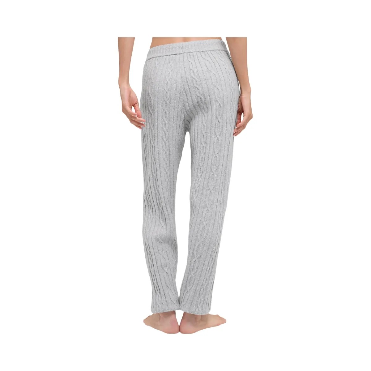 Alo Women's Cable Knit Winter Bliss Pant - Athletic Heather Grey - HypeFly India View 3