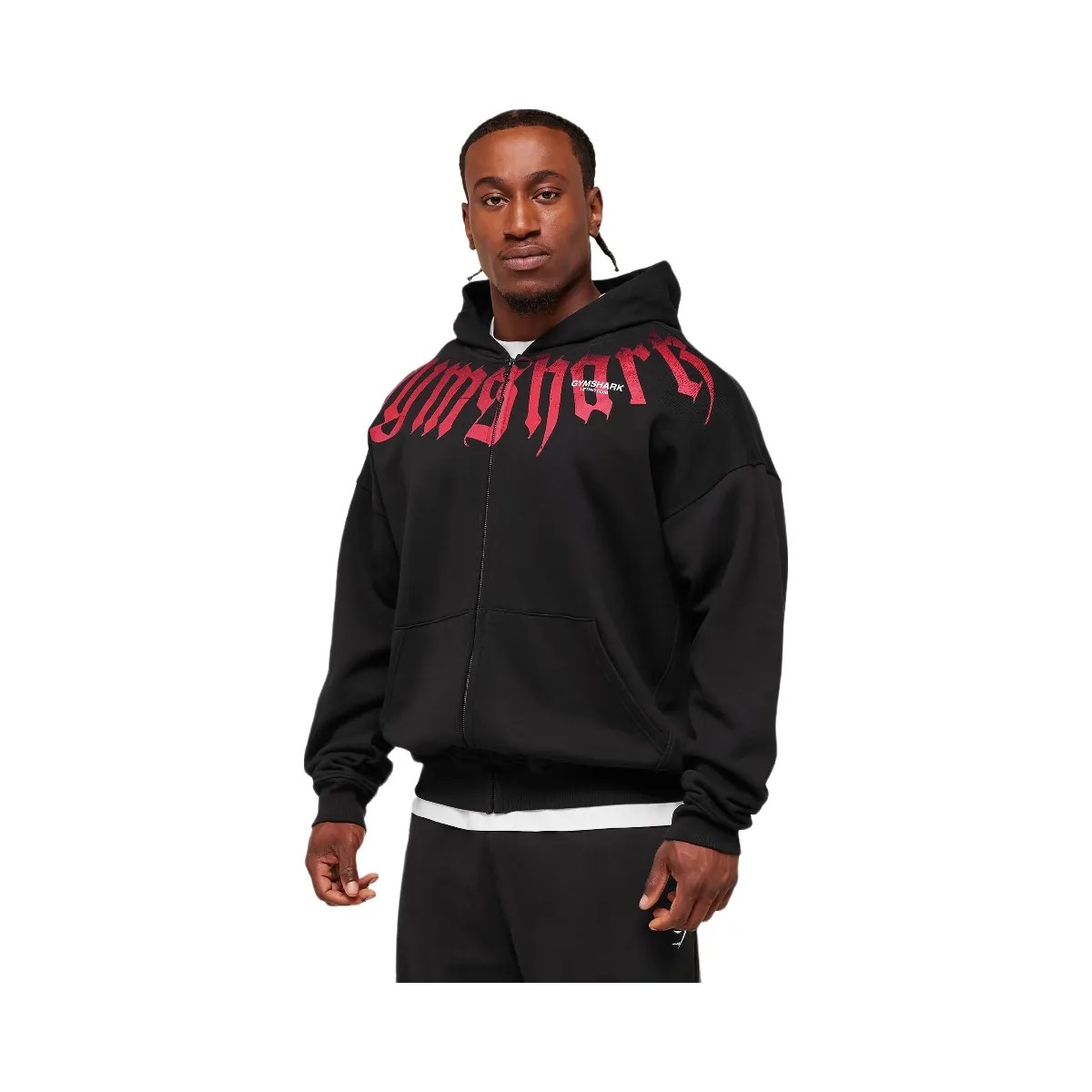 Gymshark Fade Graphic Zip Up Hoodie - Black - HypeFly India View 3