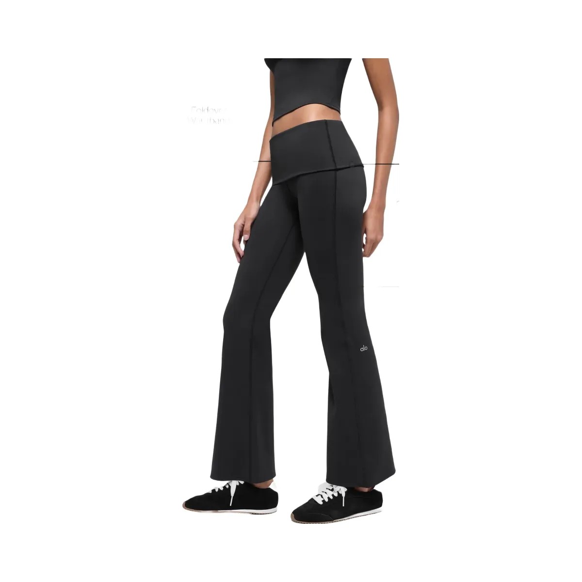 Alo Women's ALO Softsculpt 7/8 Foldover Flare Legging - Black - HypeFly India View 2