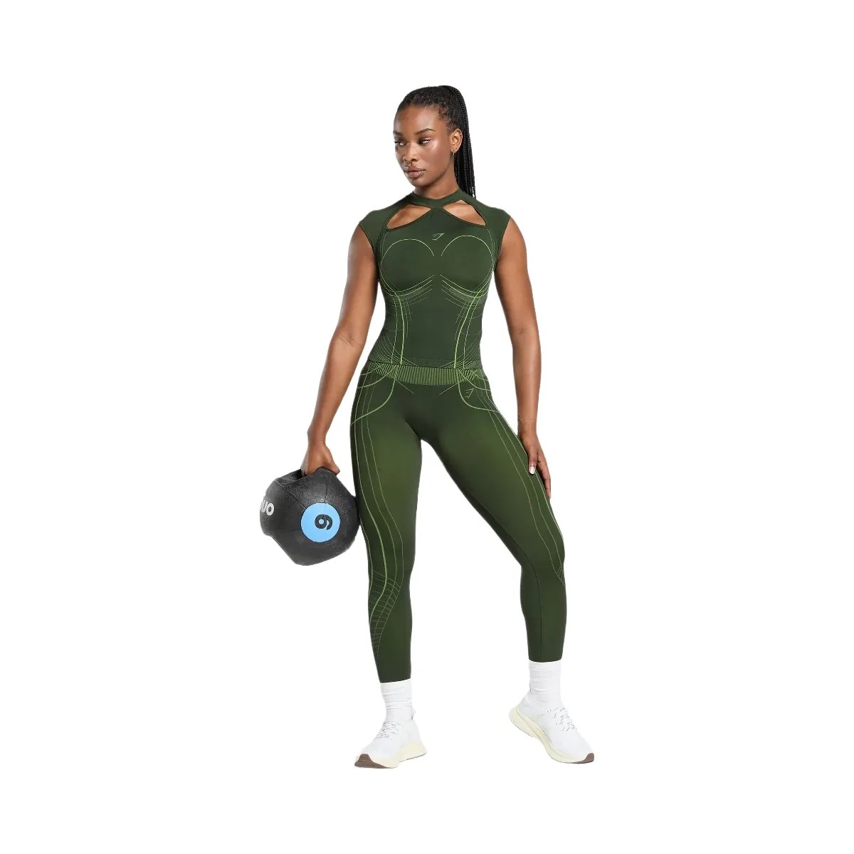 Gymshark Apex Seamless Midi T-Shirt - Trail Green/Energy Gelato Green - HypeFly India View 3