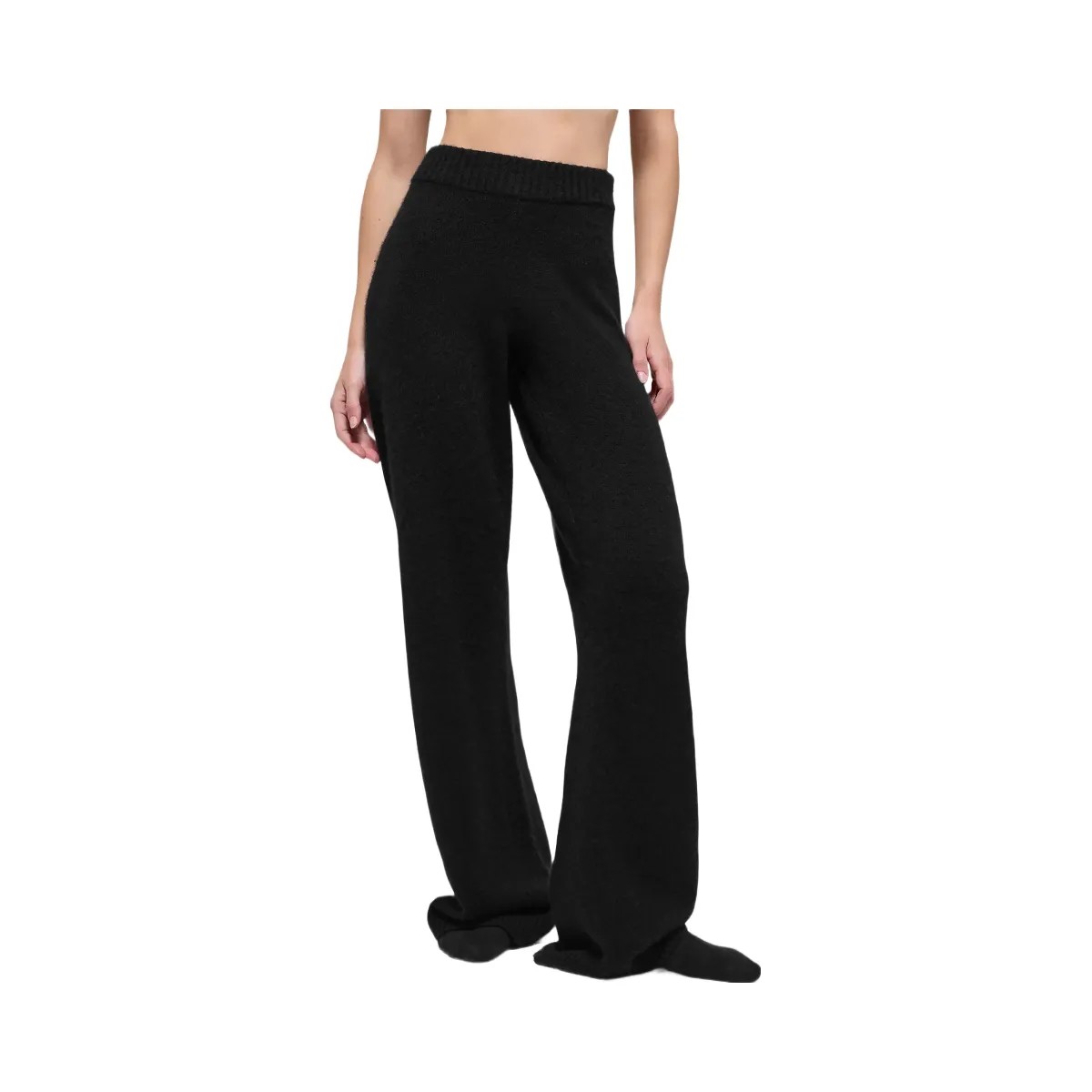 Alo Women's Wool Cashmere High-Waist New Class Wide Leg Pant - Black - HypeFly India View 1