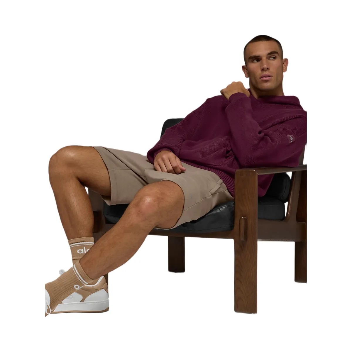 Alo Men's Scholar Hooded Sweater - Burgundy - HypeFly India View 4