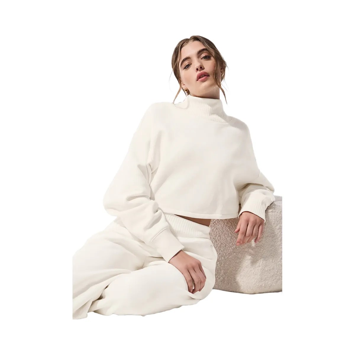 Alo Women's Cropped Serenity Coverup - Ivory - HypeFly India View 4